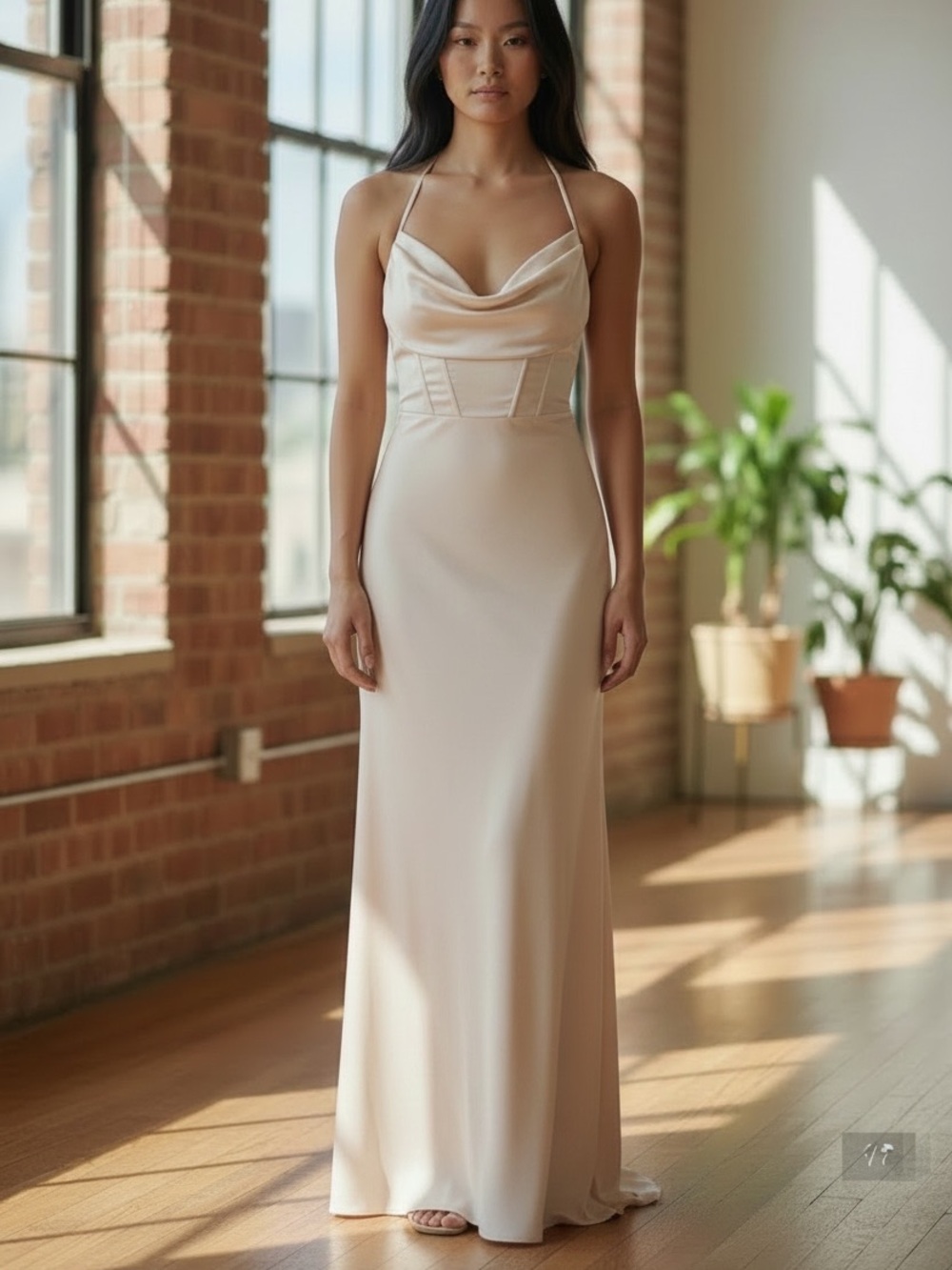 Windsor Champaign Spaghetti Strap Maxi Dress NWT